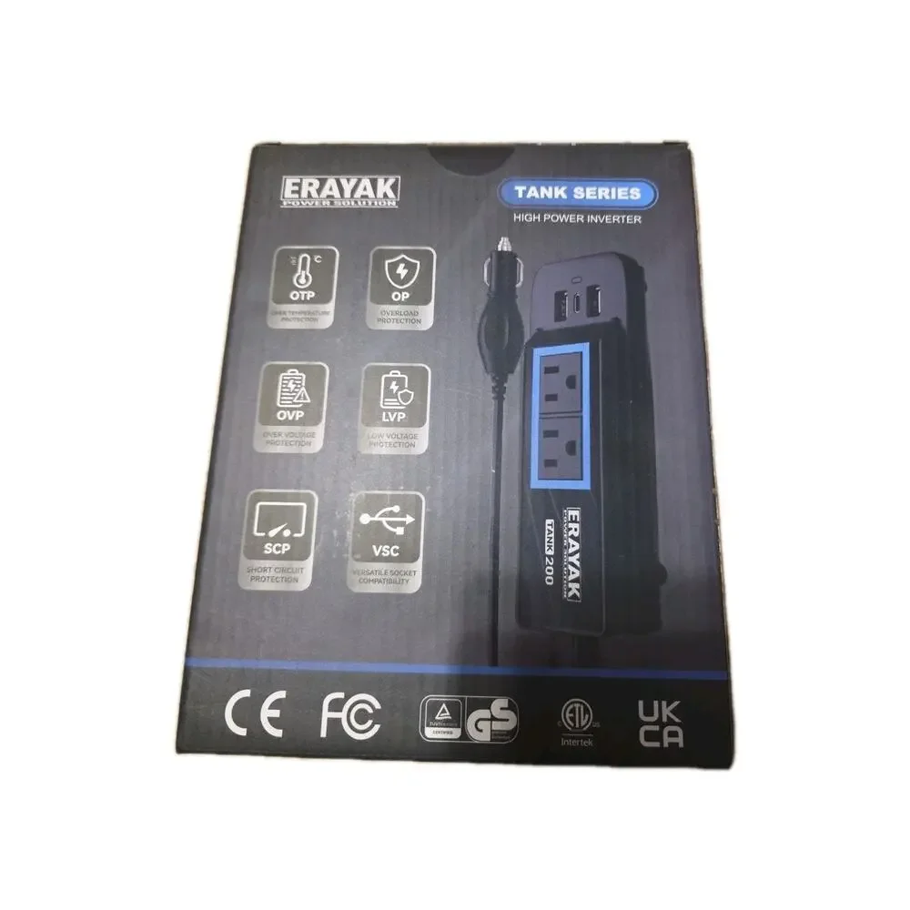 ERAYAK 200W Car USB C Fast Charger, 12V to 110V Power Inverter, Lighter Adapter